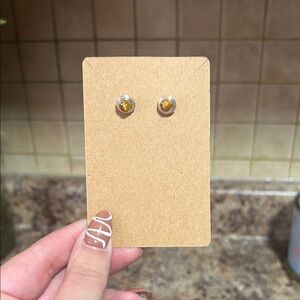 Vintage Silver Tigers Eye Stud Earrings